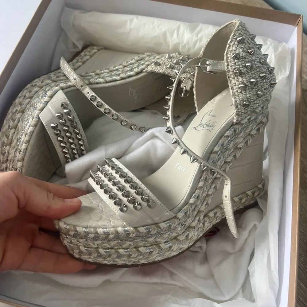 Christian Louboutin White madmonica wedges